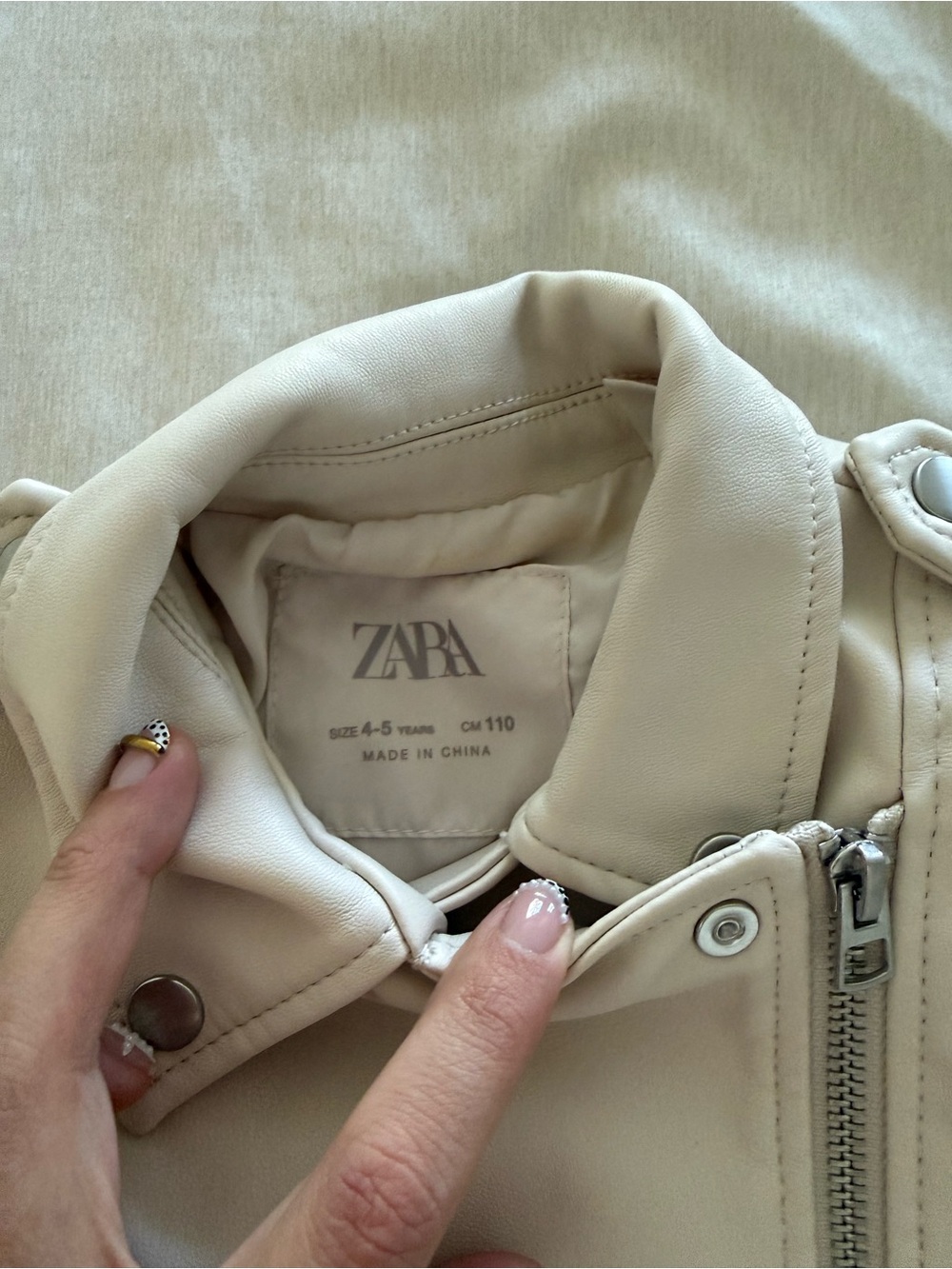 Zara Cream Faux Leather Moto Jacket